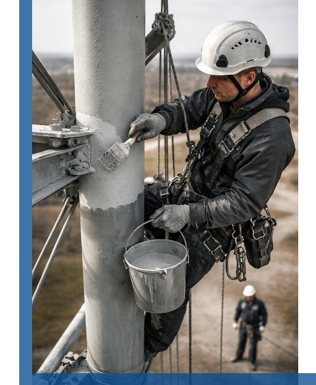 Покраска мачт связи в Балтийске промышленными альпинистами