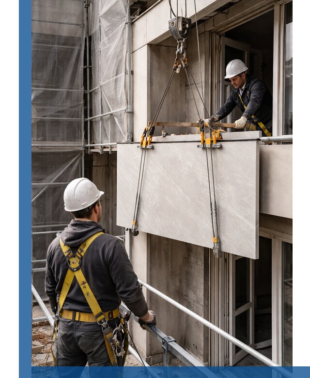 Подъем керамогранита на этаж в Балтийске грузчиками и техникой