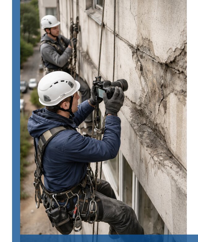 Фотофиксация дефектов фасада с высотной съемкой в Балтийске