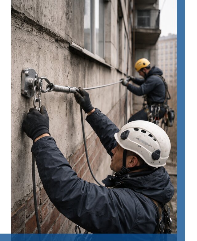 Монтаж анкерных линий в Балтийске от 3059 р. | ВЫСОТНИК-Блт