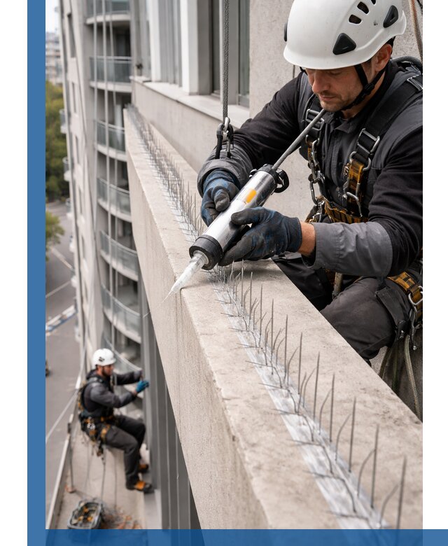 Установка шипов от птиц на фасадах и кровлях в Балтийске